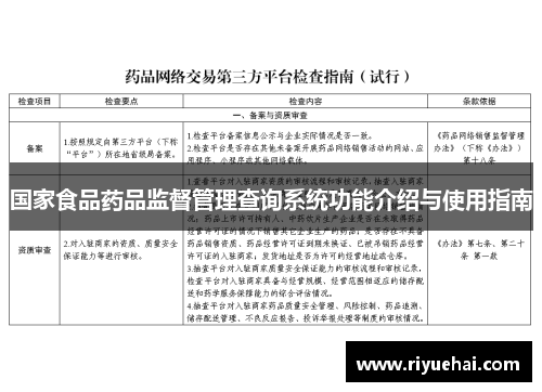 国家食品药品监督管理查询系统功能介绍与使用指南